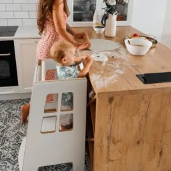 Tour d'apprentissage montessori pour enfant en bois blanc
