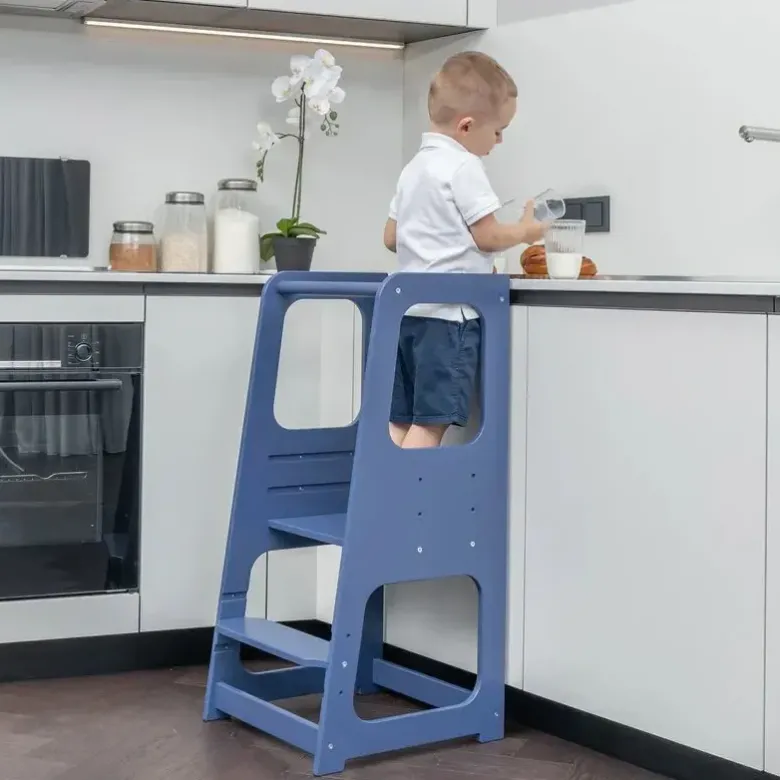Tour d'apprentissage premium montessori bleu marine Bleu