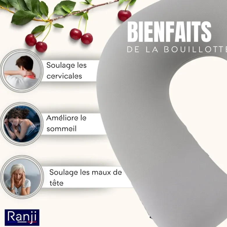 Tour de cou chauffant noyaux de cerise micro-onde - naturel, lavable & réutilisa