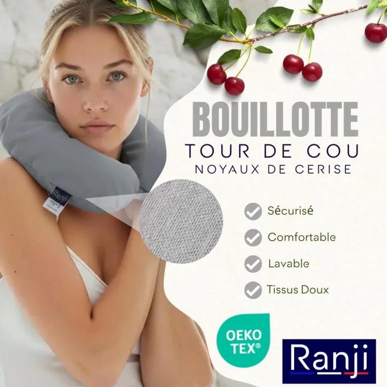 Tour de cou chauffant noyaux de cerise micro-onde - naturel, lavable & réutilisa