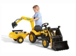 Tractopelle enfant komatsu wb93r avec remorque + excavatrice 2 à 5 ans - falk