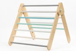 Triangle d’escalade + mur suédois pastel Bleu clair