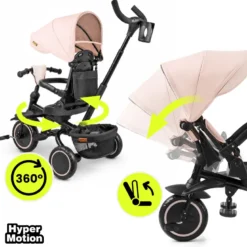 Tricycle évolutif hypermotion tobi timber pliable beige 1-5 ans multifonction