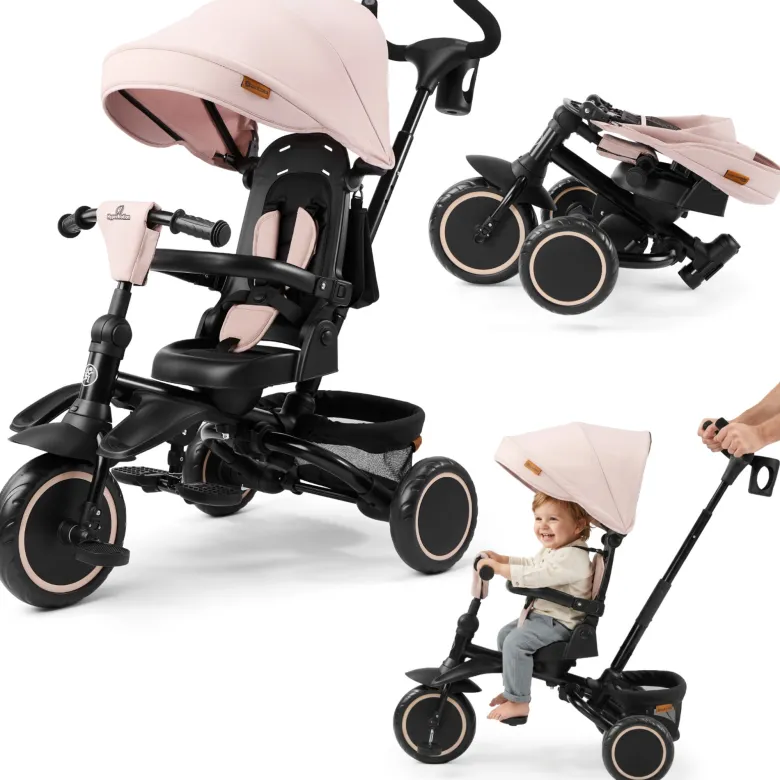Tricycle évolutif hypermotion tobi timber pliable beige 1-5 ans multifonction