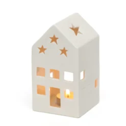 Trio photophores maisonnettes porcelaine