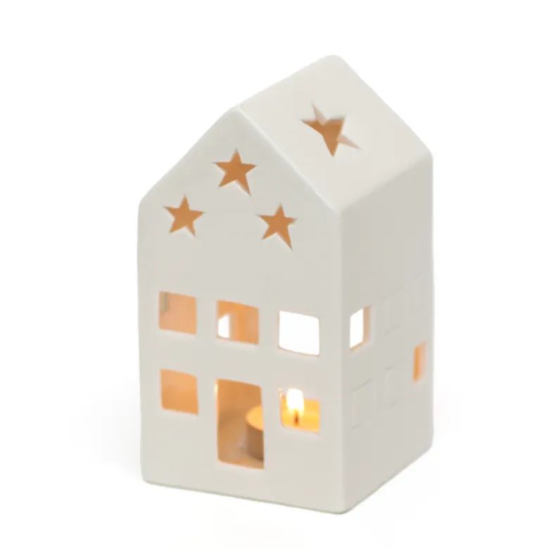 Trio photophores maisonnettes porcelaine