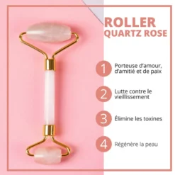 Trio quartz rose gua sha + roller + champi masseurs visage