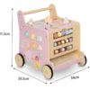Trotteur bébé en bois avec centre d'activités montessori, trieur, boulier