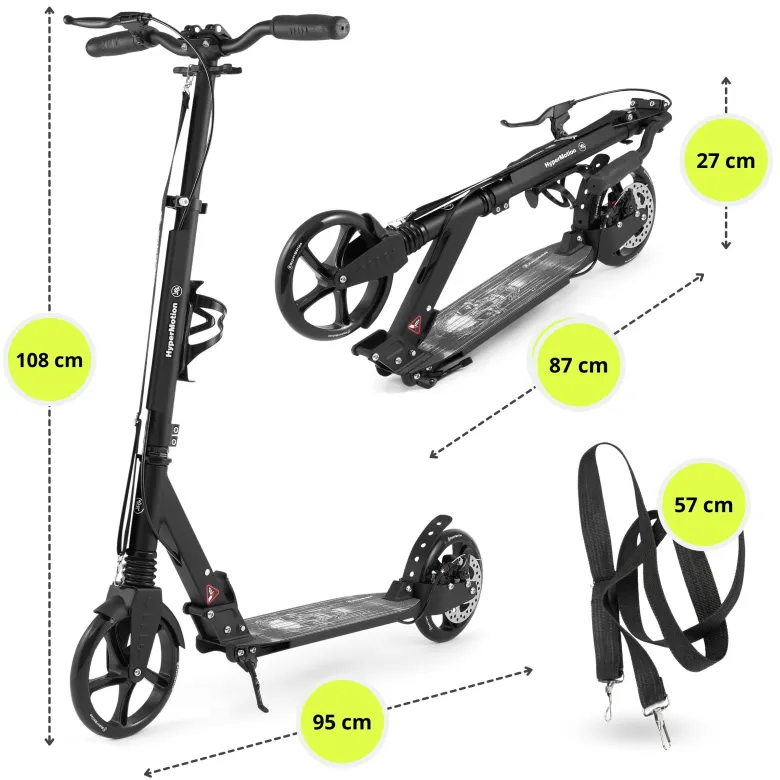Trottinette enfant 100 kg, pliable noire