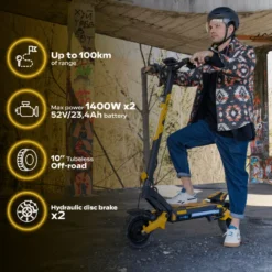 Trottinette électrique adulte 1000gt 2x2 motor - jusqu'a 100 km