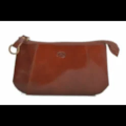 Trousse de maquillage en cuir de vachette collet katana k 353083 Camel