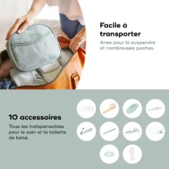 Trousse de soin bébé, set 10 accessoires Vert