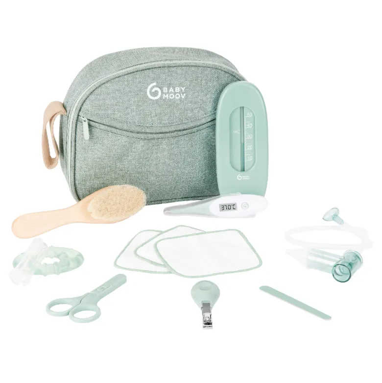 Trousse de soin bébé, set 10 accessoires Vert