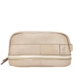 Trousse de toilette cuir léo gris