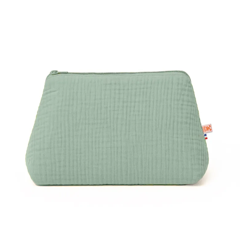 Trousse de toilette en coton bio vert