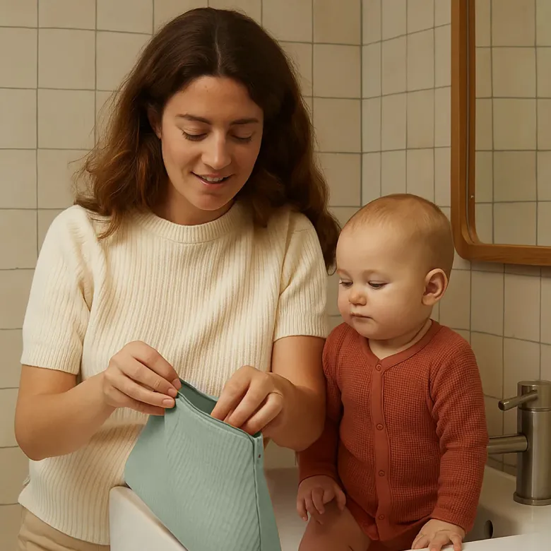 Trousse de toilette en coton bio vert
