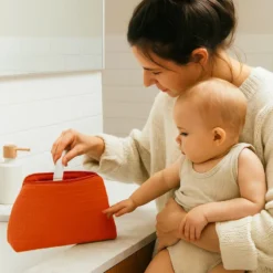 Trousse de toilette en coton bio fraise