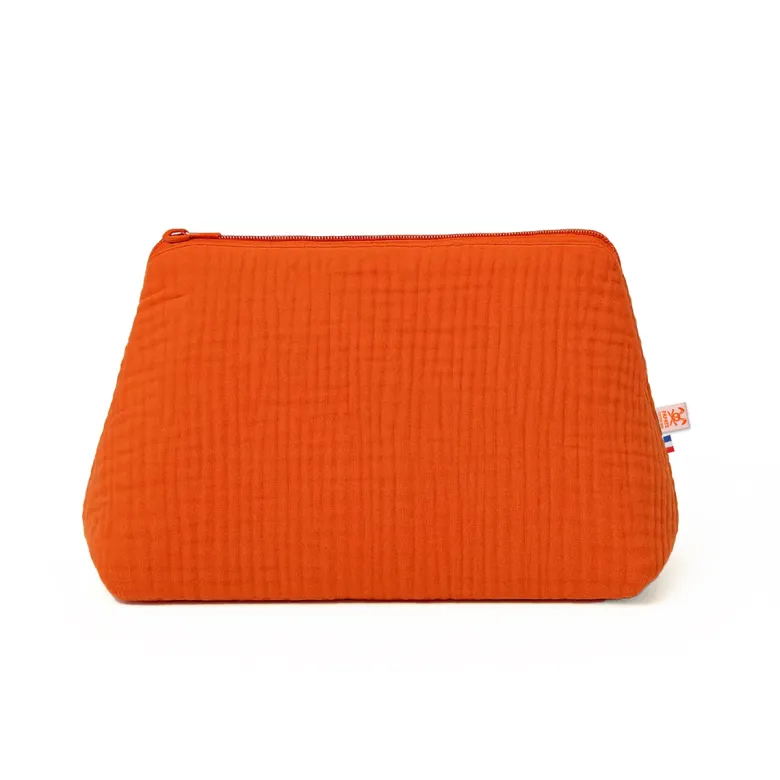 Trousse de toilette en coton bio fraise