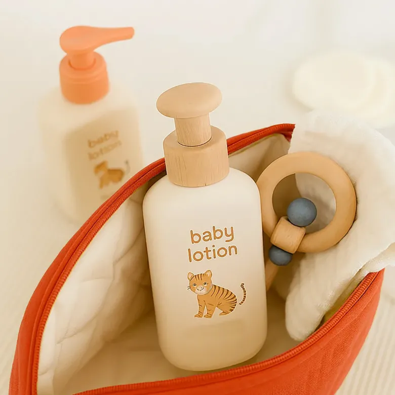 Trousse de toilette en coton bio fraise