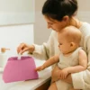 Trousse de toilette en coton bio rose