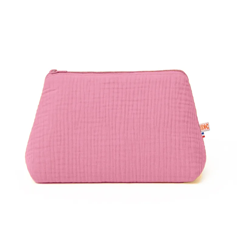 Trousse de toilette en coton bio rose