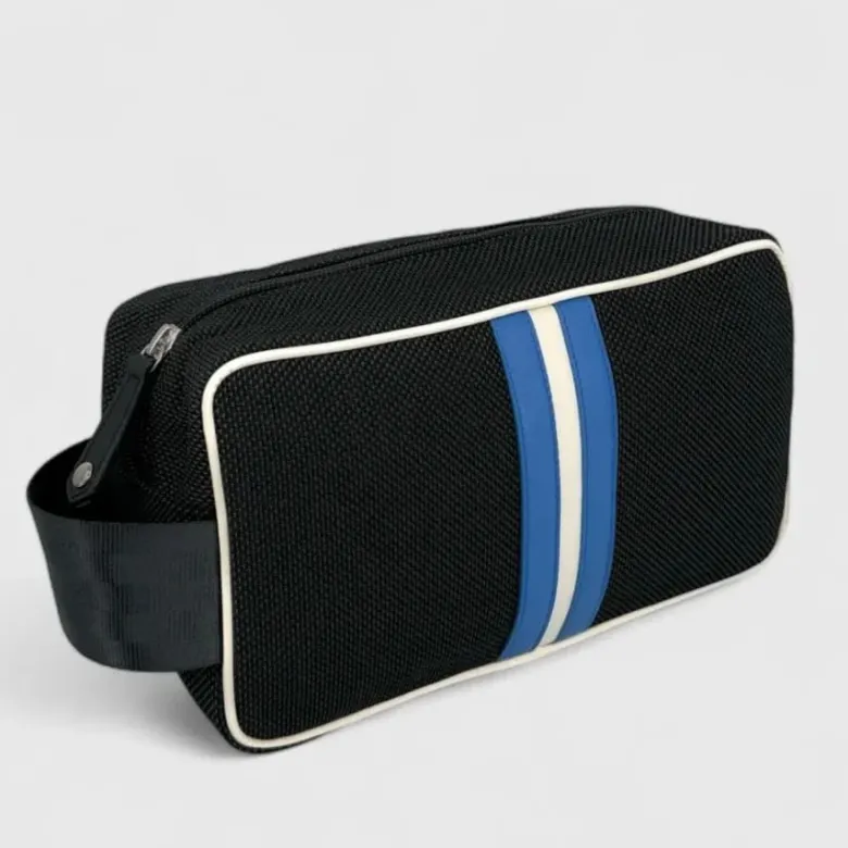 Trousse de toilette en tissu et cuir bobby cobalt blanc cobalt