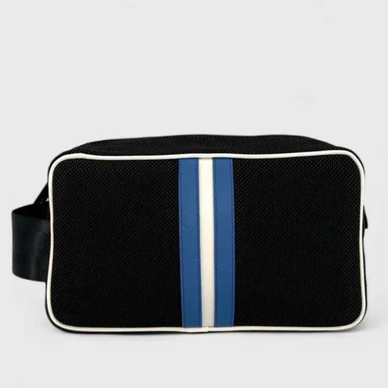 Trousse de toilette en tissu et cuir bobby cobalt blanc cobalt