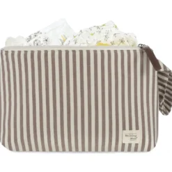 Trousse de toilette praliné rayures moka