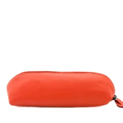 Trousse longue cuir rosy orange