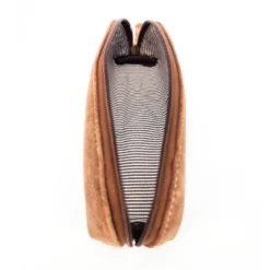 Trousse longue cuir rosy suède
