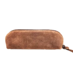 Trousse longue cuir rosy suède