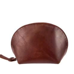 Trousse maquillage cuir léa café