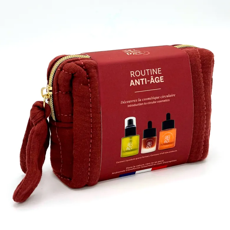 Trousse routine visage anti-âge 3 soins grand format made in France Andromée