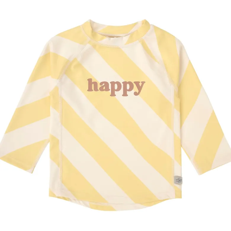 T-shirt anti-uv manches longues rayures jaune pâle et sel marin (4-5 ans)