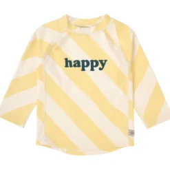 T-shirt anti-uv manches longues rayures jaune pâle et sel marin (4-5 ans)