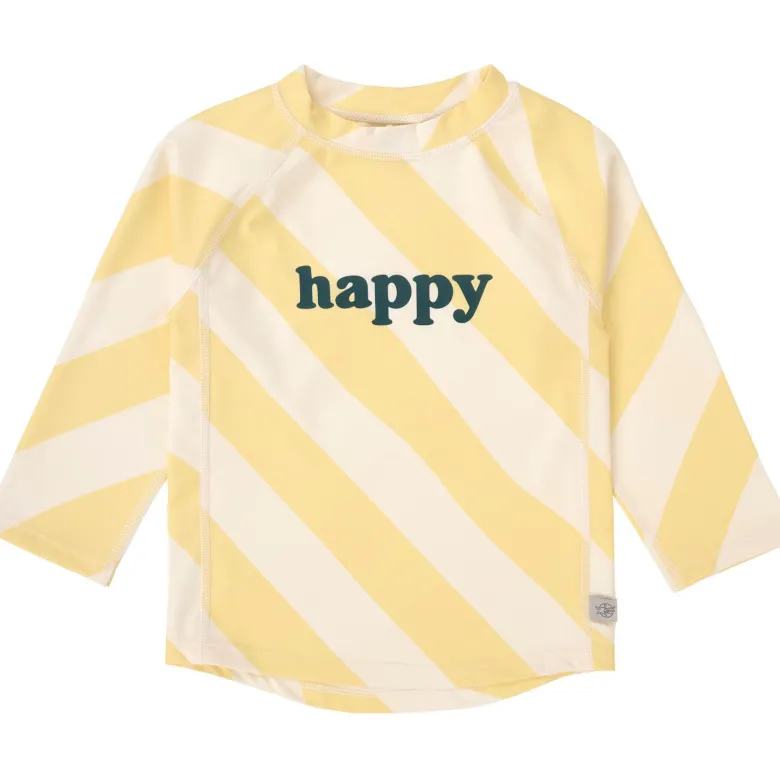 T-shirt anti-uv manches longues rayures jaune pâle et sel marin (4-5 ans)
