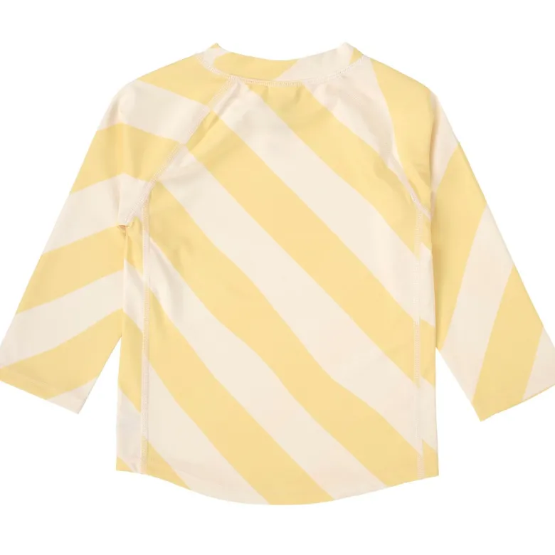 T-shirt anti-uv manches longues rayures jaune pâle et sel marin (4-5 ans)