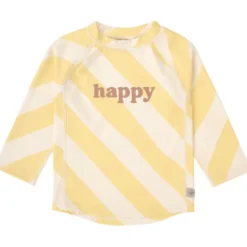 T-shirt anti-uv manches longues rayures jaune pâle et sel marin (5-6 ans)