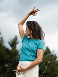 T-shirt yoga pelican bio turquoise S