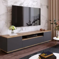 Tyro meuble tv gris et bois 180 cm