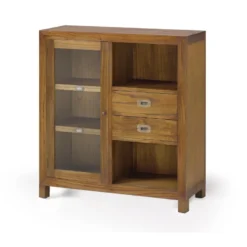 Vaisselier 2 tiroirs bronze bois marron