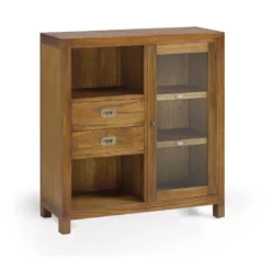 Vaisselier 2 tiroirs bronze bois marron