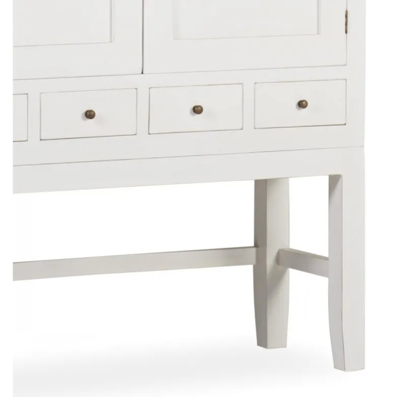 Vaisselier 4 tiroirs bronze bois blanc -