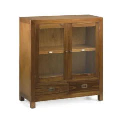 Vaisselier 2 tiroirs bronze bois marron