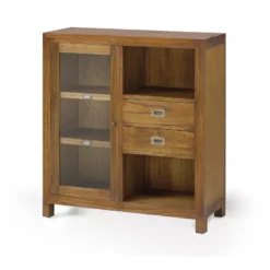 Vaisselier 2 tiroirs bronze bois marron