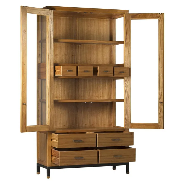 Vaisselier 8 tiroirs metal bois marron -