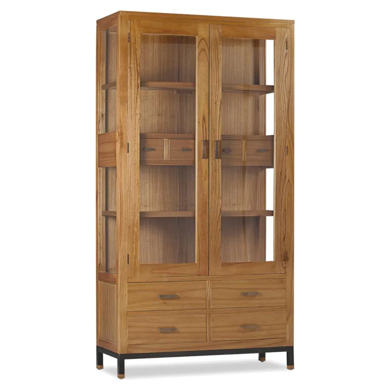 Vaisselier 8 tiroirs metal bois marron -