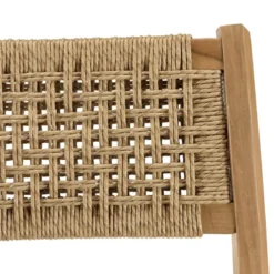 Valeria - lot de 2 chaises jardin en bois de teck rotin tressé beige