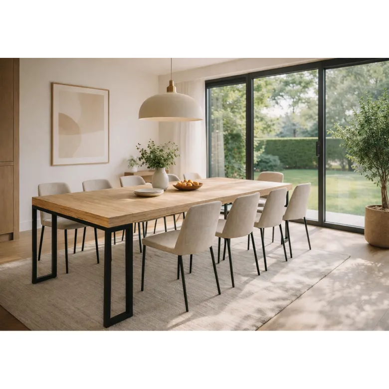 Vella table console extensible 8-10 personnes effet bois 235cm