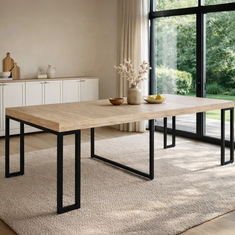 Vella table console extensible 8-10 personnes effet bois 235cm